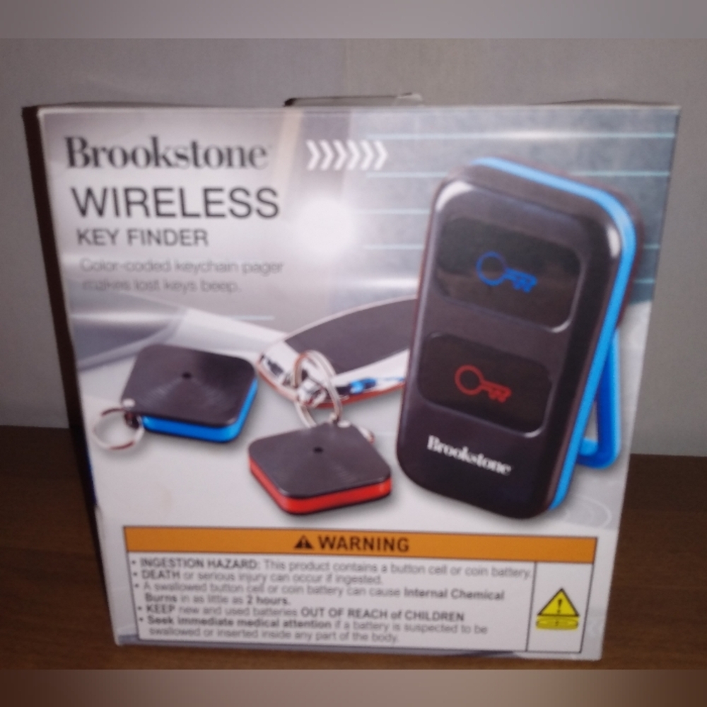 Brookstone Wireless Key Finder in Vibrant Blue with Modern Design